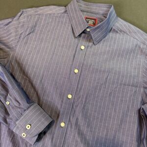 UNTUCKit Mens Blue Pinstripe Button Down Dress Shirt Long Sleeve Casual Office